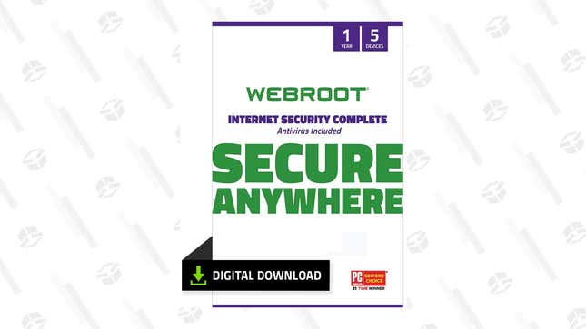 Webroot Internet Security 3 Devices (PC, 1-Year) | $15 | Amazon Gold Box
Webroot Internet Security 3 Devices (Mac, 1-Year) | $15 | Amazon Gold Box 
Webroot Internet Security 5 Devices (PC, 1-Year) | $28 | Amazon Gold Box 
Webroot Internet Security 5 Devices (Mac, 1-Year) | $28 | Amazon Gold Box 