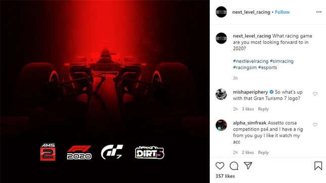 Image for article titled Racing Cockpit Makers Use Fake Gran Turismo 7 Logo, Scold Media For Noticing