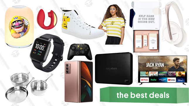 Image for article titled Tuesday&#39;s Best Deals: Pokémon Anniversary Apparel, Aukey Smart Watch, Insignia 70&quot; 4K TV, Samsung Galaxy Z Fold 2, Blume Self Care Bundle, Cuisinart Cookware, and More