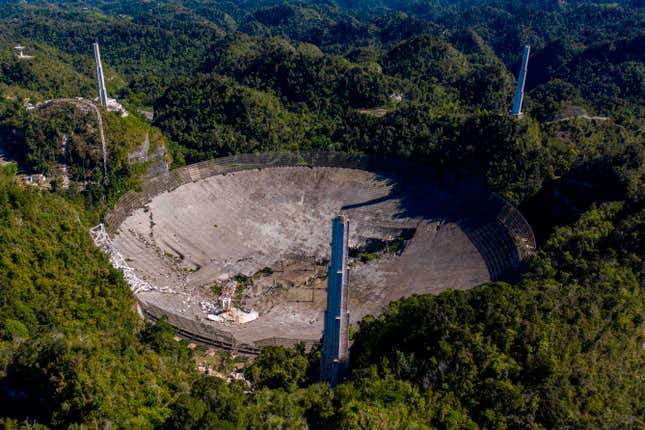 Aerial view of the Arecibo Observatory on December 1, 2020. 