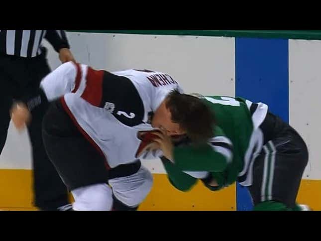 Luke Schenn And Antoine Roussel Get Into A Truly Stupid Hockey Fight