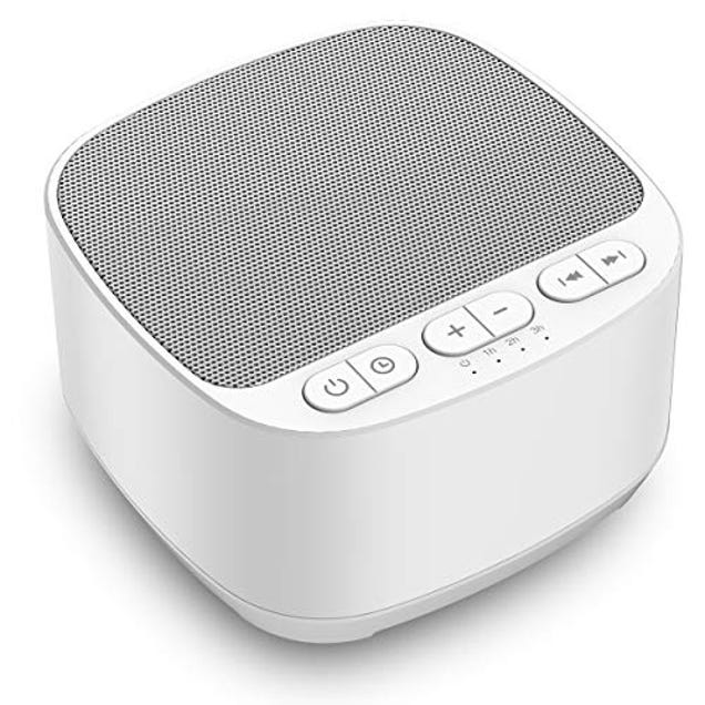 Magicteam Sleep Sound White Noise Machine with 40 Natural Soothing Sounds and Memory Function 32 Levels of Volume Powered by AC or USB and Sleep Timer Sound Therapy for Baby Kids Adults (B-White), Now 34% Off