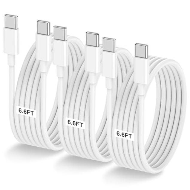 3-Pack 6.6FT 60W USB C to USB C Cable, Now 23% Off