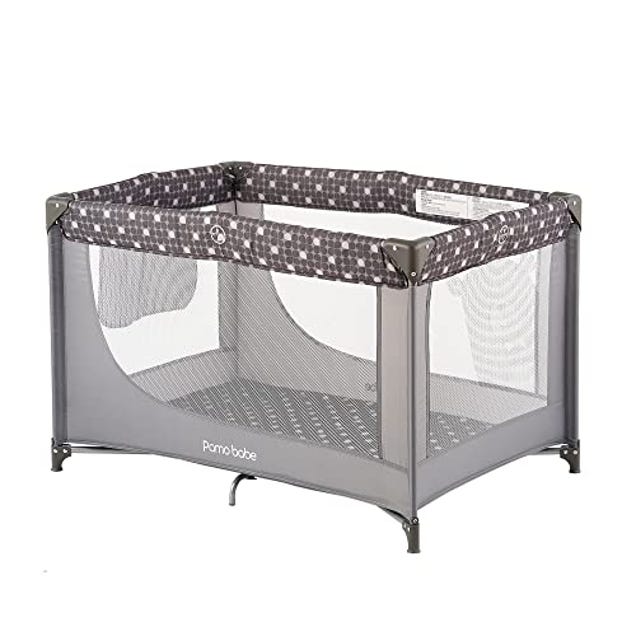 Pamo Babe Portable Crib Baby Playpen with Mattress and Carry Bag (Grey), Now 28% Off
