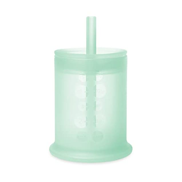 Olababy Silicone Training Cup with Straw Lid | Babies Water Drinking Cup | 6+ Mo Infant To 12-18 Months Toddler | Sippy Cup For Kids & Smoothie Cup | Baby Led Weaning (Mint, Now 11% Off