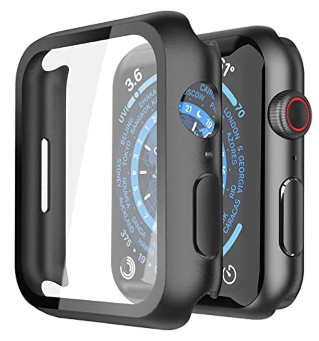 Misxi 2 Pack Hard PC Case with Tempered Glass Screen Protector Compatible with Apple Watch Series 9 (2023) Series 8 Series 7 45mm, Now 10% Off