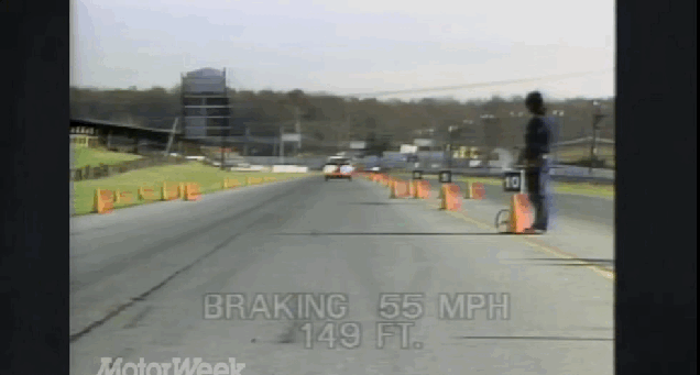 Watch A Chrysler LeBaron Take Nearly 150 Feet To Stop From 55 MPH