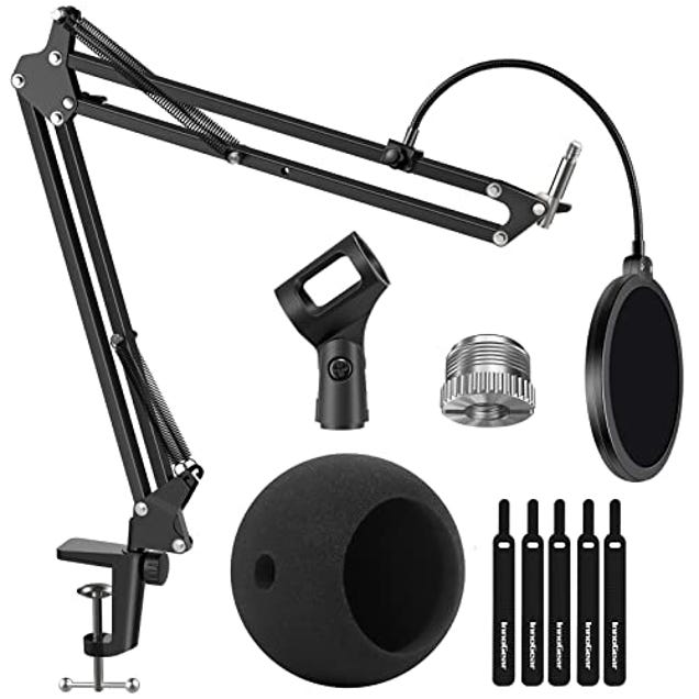 InnoGear Adjustable Mic Stand for Blue Snowball and Blue Snowball iCE Suspension Boom Scissor Arm Stand with Microphone Windscreen and Dual Layered Mic Pop Filter, Now 15% Off