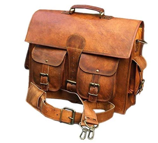 Genuine Leather Vintage Laptop Messenger Handmade Briefcase Bag Satchel By Vintage Couture, Now 52.01% Off