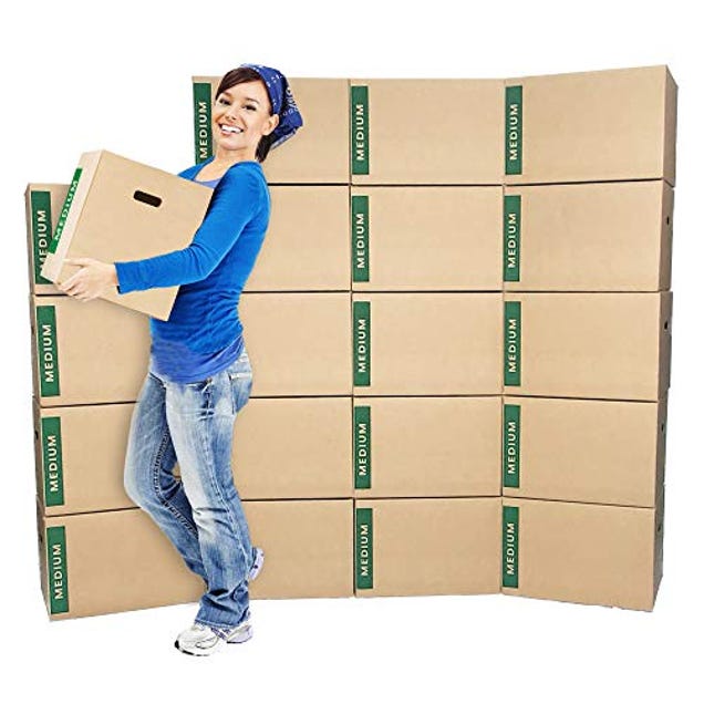 Medium Moving Boxes with Handles Pack of 20, Now 11% Off
