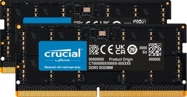 Crucial RAM 32GB Kit (2x16GB) DDR5 5600MHz (or 5200MHz or 4800MHz) Laptop Memory CT2K16G56C46S5, Now 10% Off