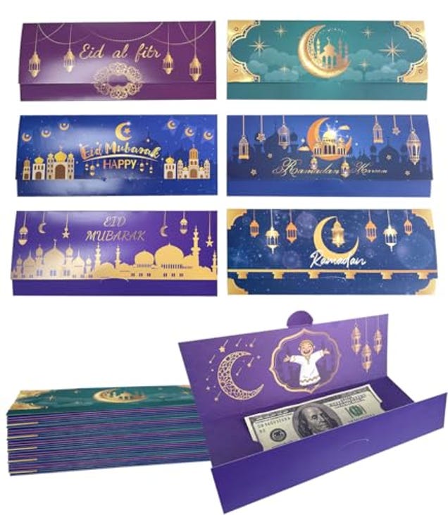 Eid Mubarak Envelopes for Money Cash Gifts 30Pcs 6 Style Ramadan Money Envelopes for Kids, Now 20% Off