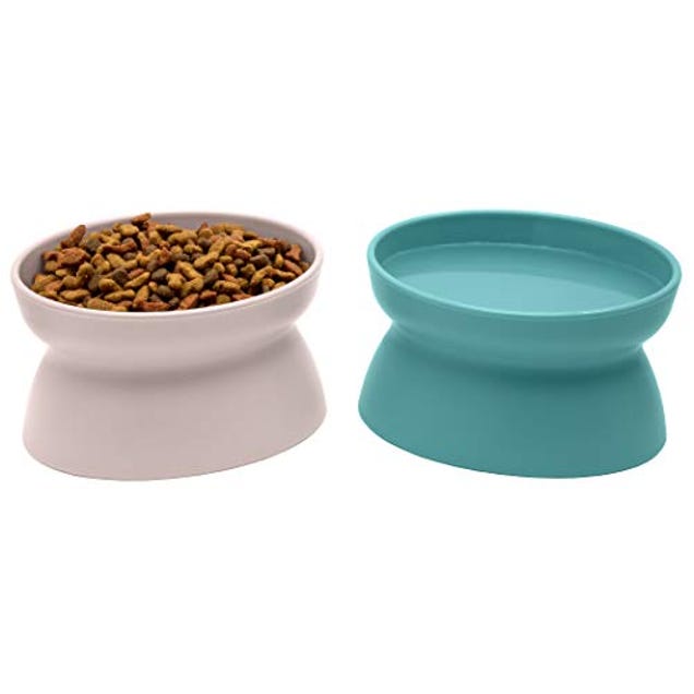 Kitty City Raised Cat Food Bowl Collection/Stress Free Pet Feeder and Waterer and Slow Feed Bowls, Now 31% Off
