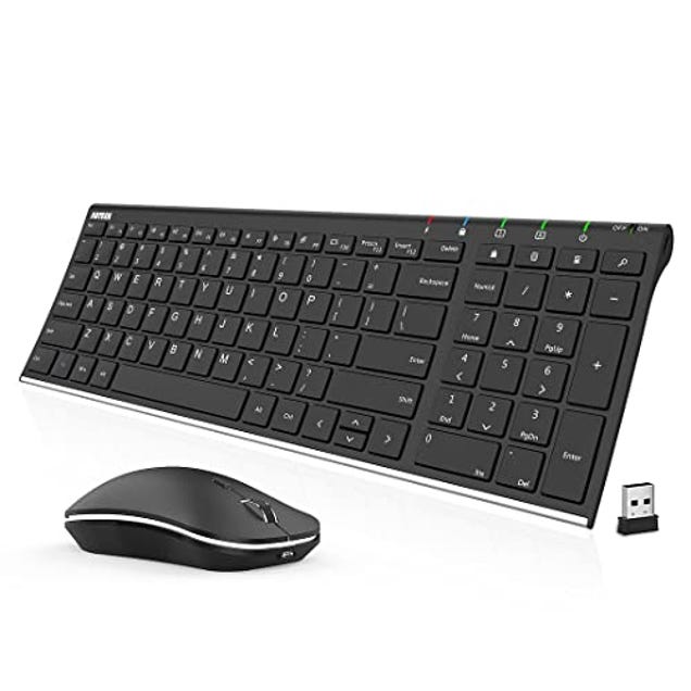 Arteck 2.4G Wireless Keyboard and Mouse Combo HW193MW162 Stainless Ultra Slim Full Size Keyboard and Ergonomic Mouse for Computer Desktop PC Laptop and Windows 11/10/8/7 Build in Rechargeable Battery, Now 47% Off