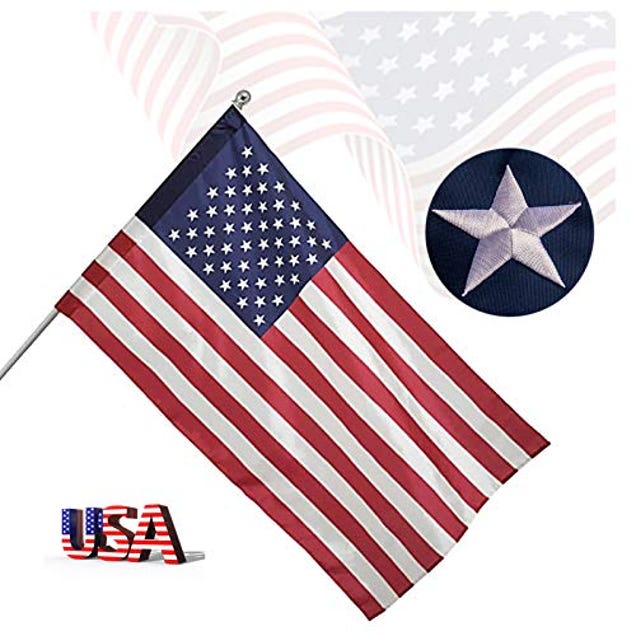 Freefy American Flag 2.5x4 Ft Pole Sleeve Banner Style-Embroidered Stars, Now 29% Off