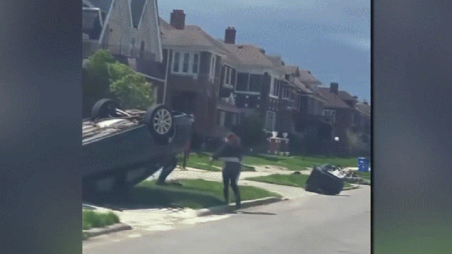 Car Flips After Hitting Garbage Pile During Chase Over Bag Of Weed On 4/20