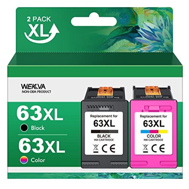 WEKVA 63XL Ink Cartridge Combo Pack Replacement for HP Ink 63 63XL Works for HP OfficeJet 3830 4650 4655 5255 5258 5200 3833 Envy 4520 4512 DeskJet 1112 2130 3630 3633 Printer (1 Black, Now 36% Off