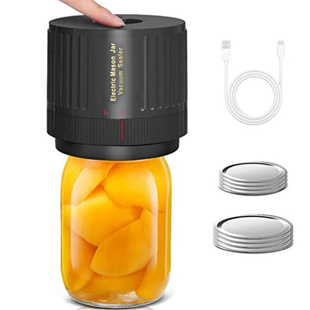 Electric Mason Cordless Vacuum Sealer Kit for Wide-Mouth & Regular-Mouth Mason Jars, Now 30% Off
