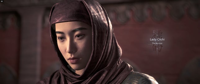 Lady Oichi parece um pouco fora da câmera.