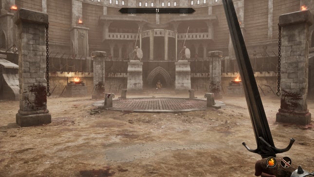 O jogador lutando contra uma partida de arena no Oblivion remasterizou.