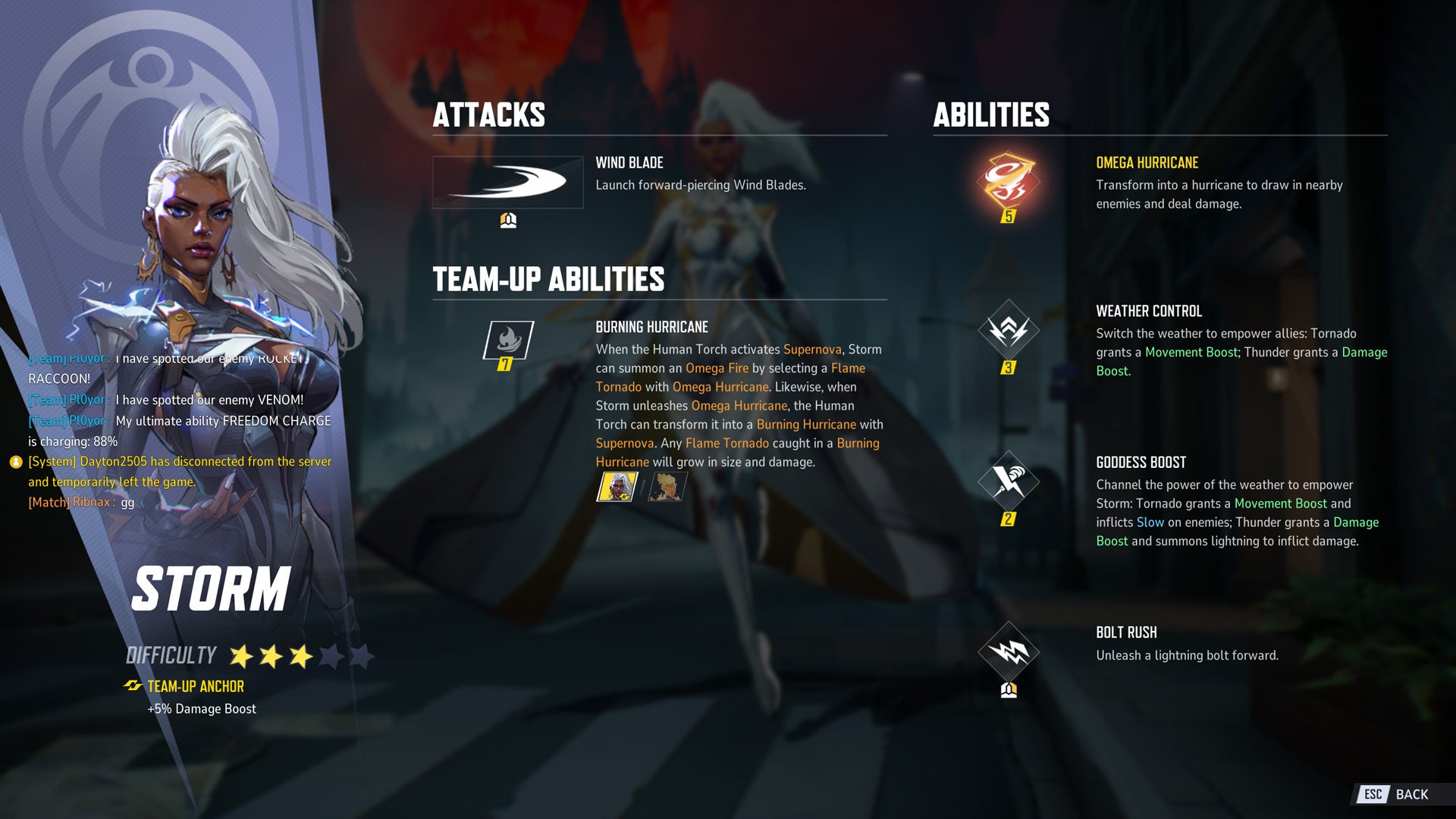 The screenshot of the various storm capabilities appears.