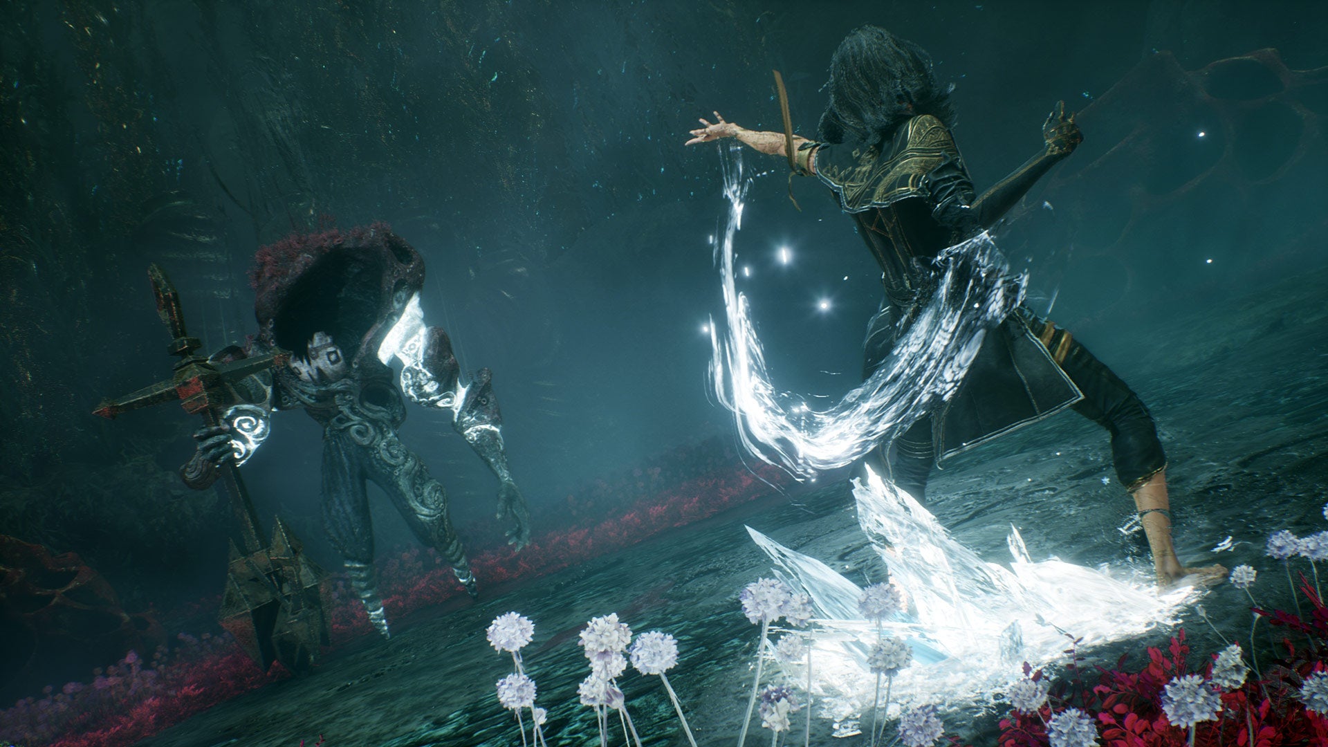 Lyon casts a talisman in an enemy.