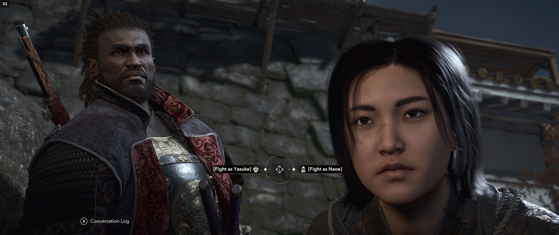 The player is given the choice between playing like Yasuke or Nae.