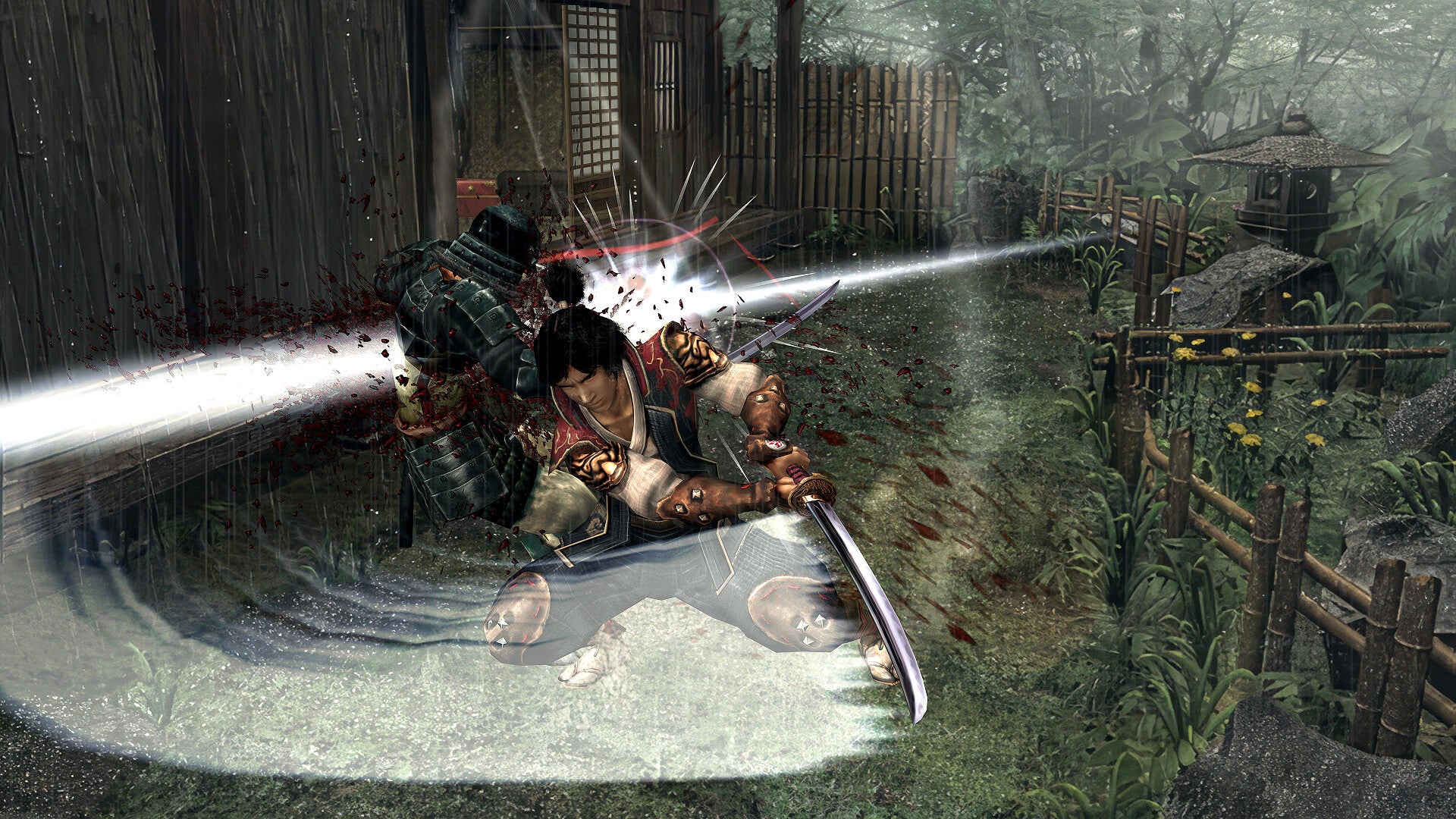 Played personality in ONIMUSHA 2 is cut through an enemy.