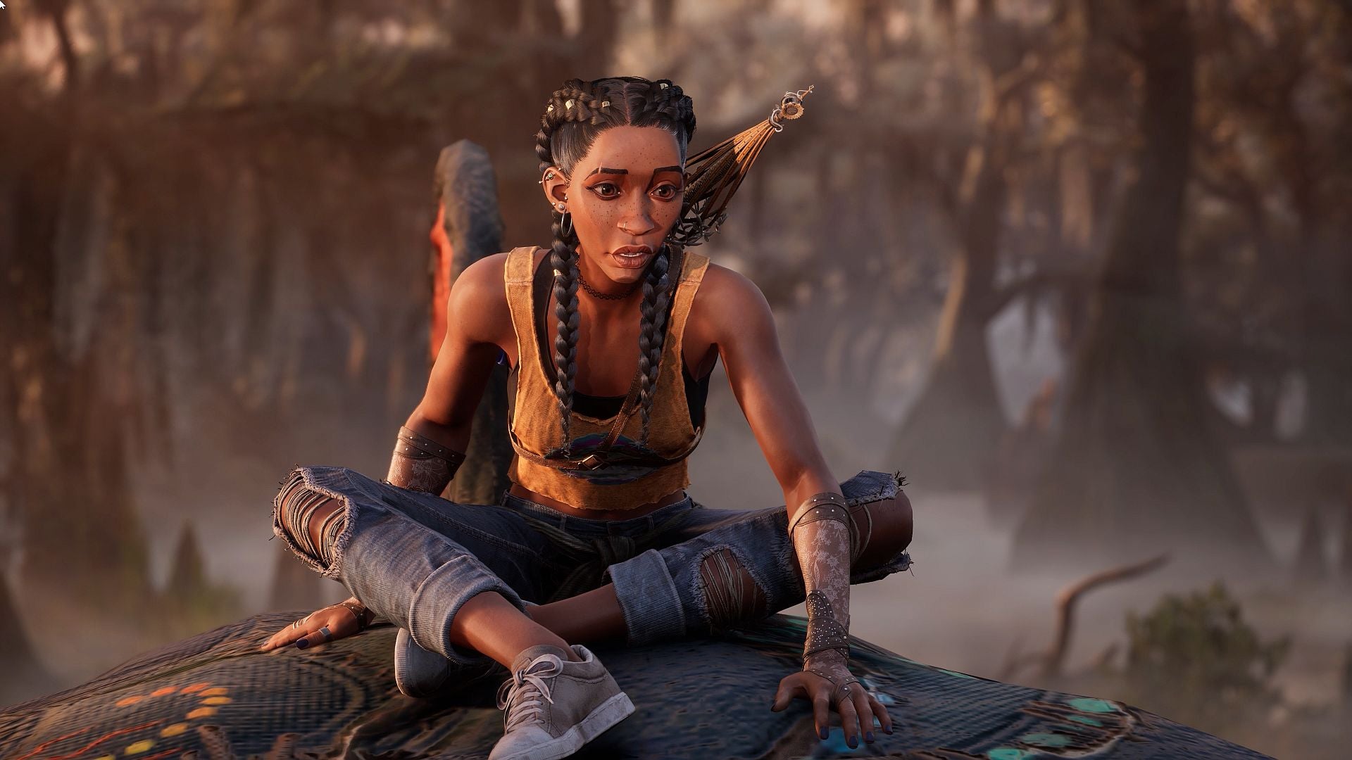 Asali sitting across the legs, and it appears anxious.