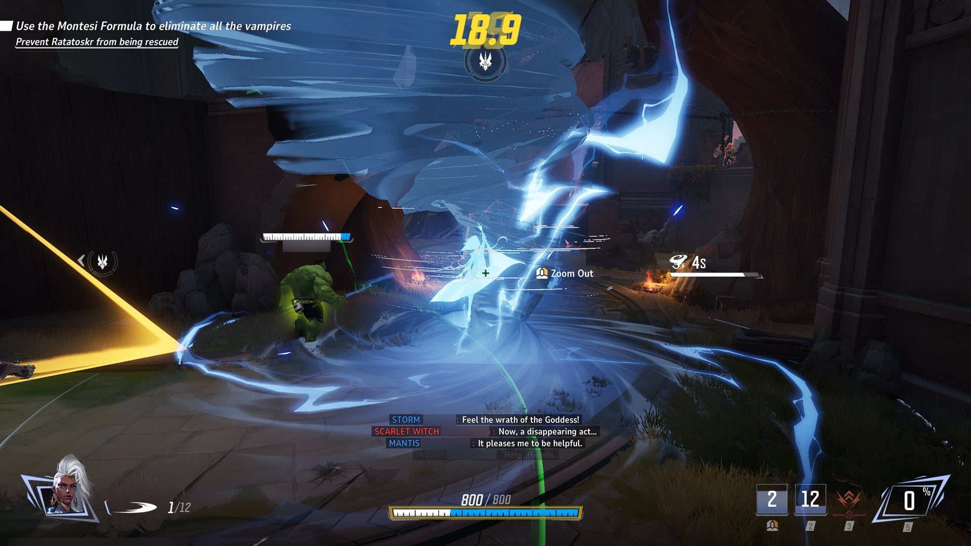 The storm attacks different enemies.
