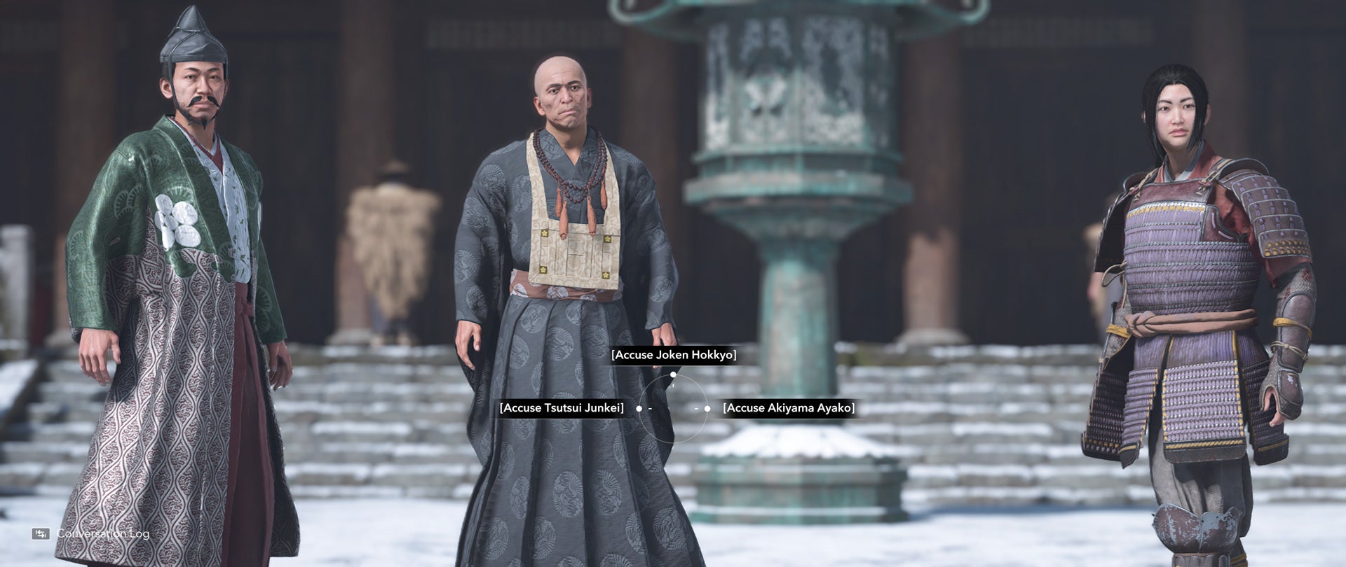 Al -Hakim stands next to two NPCs in a dialogue scene.