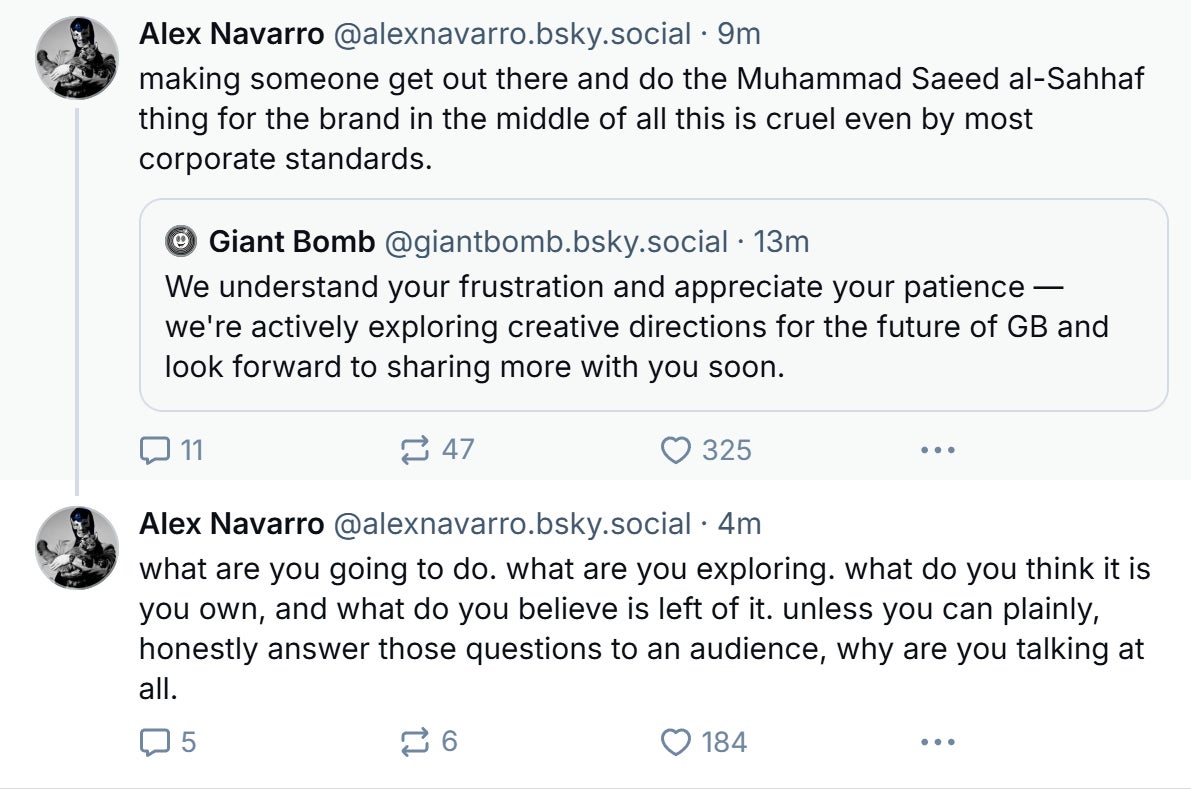 Former GB screenshots, Alex Navarro, criticizes Vandom's statement on social media.