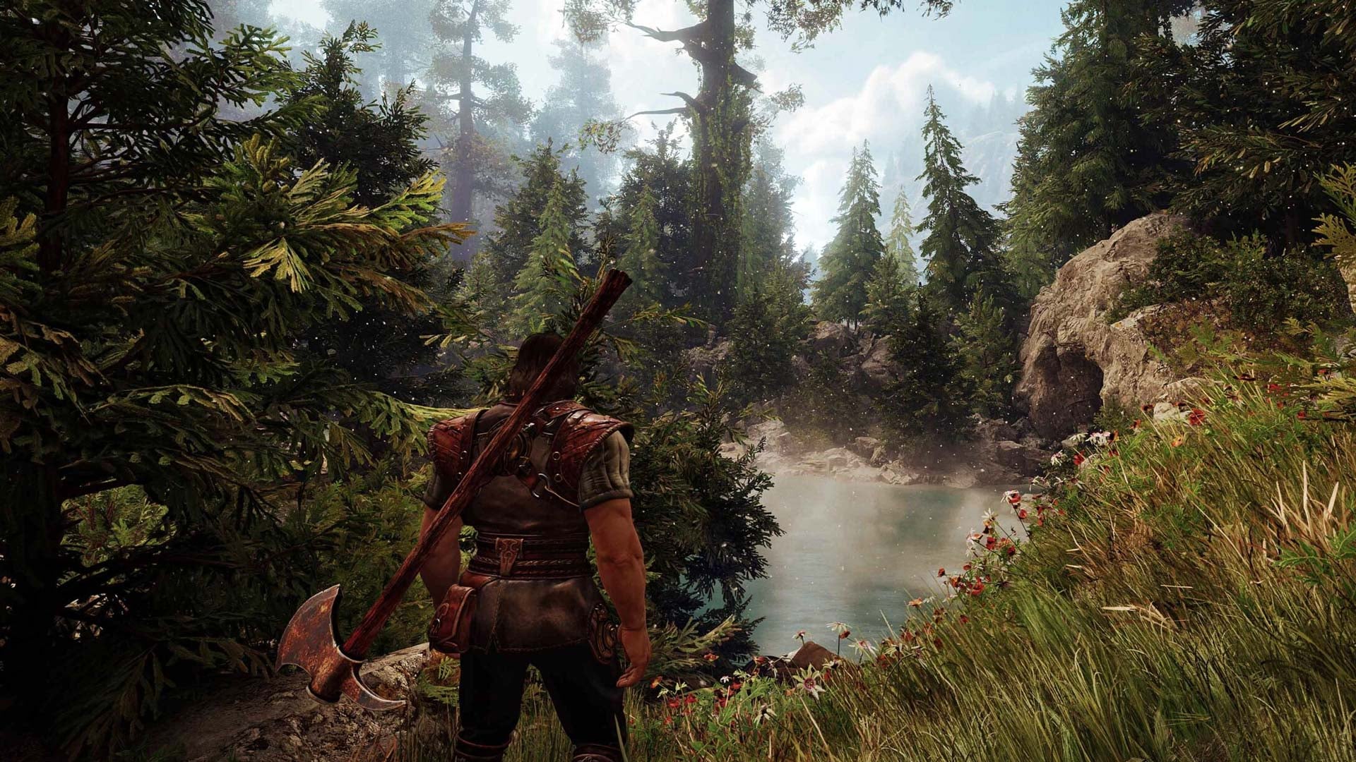 The hero of the fire blades walk through a forest.