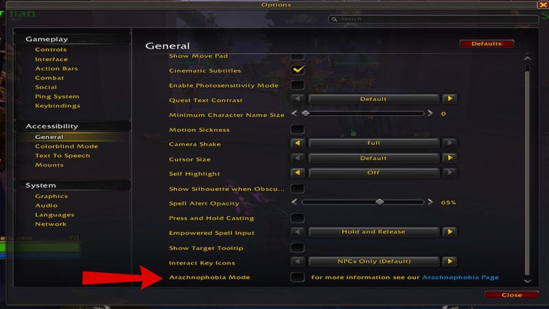 World Of Warcraft, örümcekleri uzak tutmak için Araknofobi modunu ekliyor